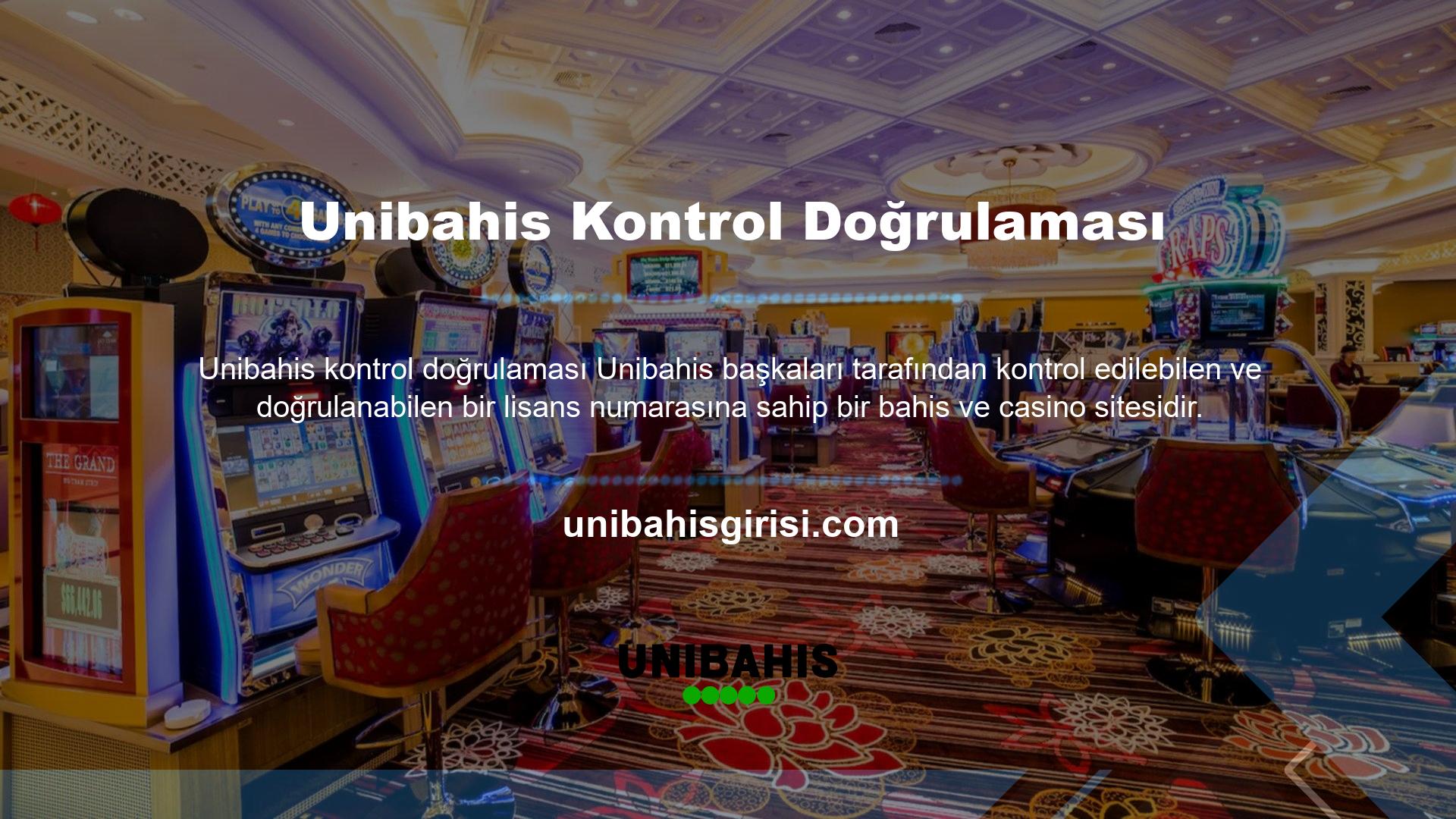 Unibahis bağımsız kuruluşlar tarafından sorgulanabilen ve kontrol edilebilen lisanslı bir bahis ve casino sitesidir